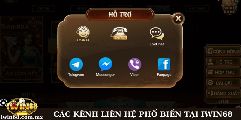 Các kênh liên lạc phổ biến tại nền tảng Iwin 68